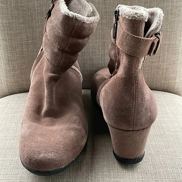 GEOX Women Boots Wedge Shoes Tan Suede Leather Upper W/ Fur Inside Size 39 8.5US - Picture 9 of 11